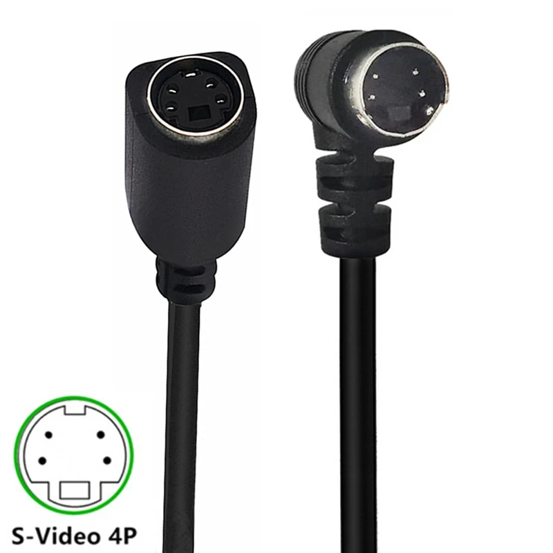 90 Degree Bend Mini DIN 4Pin Male to Female S-Video 4-Pin SVHS Camera DVR, , DVD Player Video Connection Cable B-AC17