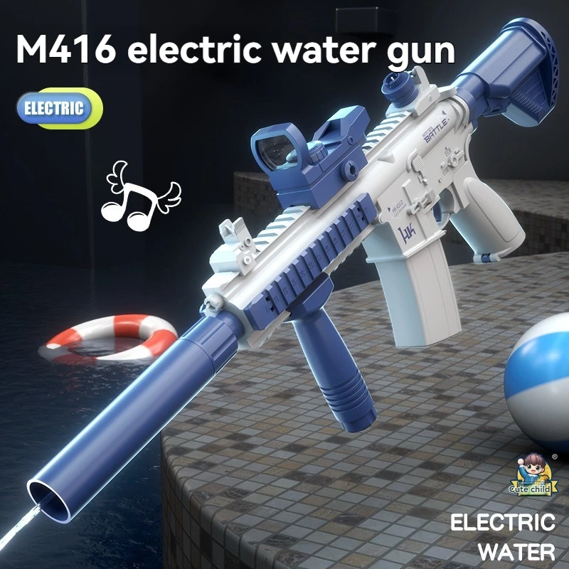 صيف جديد M416 مدفع المياه التلقائي بالكامل لعبة الرماية M416 مدفع المياه معركة الشاطئ الترفيه في الهواء الطلق للأطفال والكبار ل