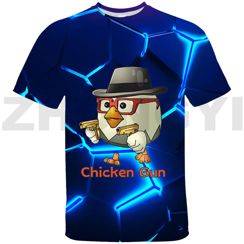 

Kids Baby Chicken Gun Game T Shirt Anime Graphic T Shirts Summer Casual Short Tees 3D Chicken Gun Oversized Tshirt Teen Clothing