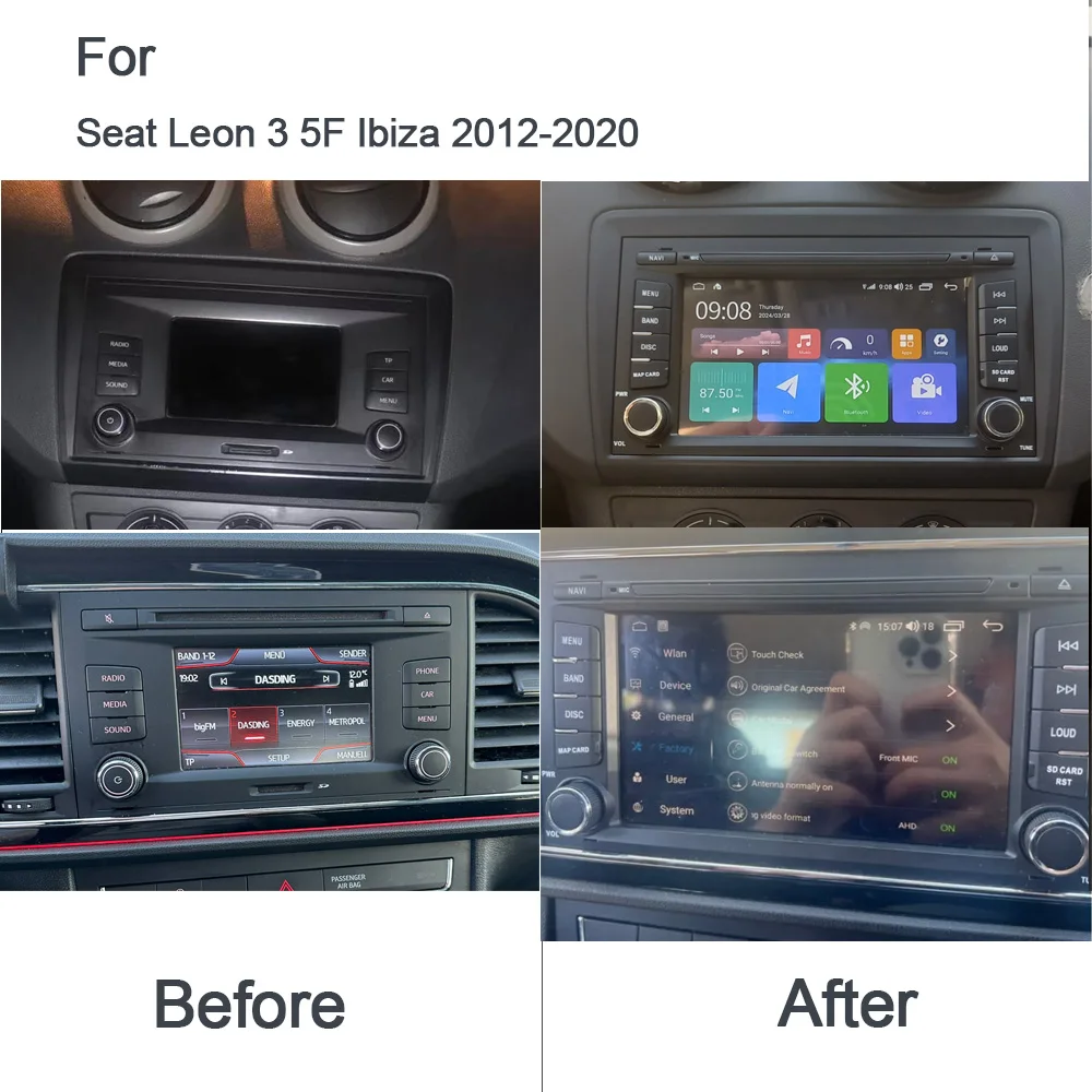 Wireless CarPlay 7'' Android 13.0 Car Android Player 8GB 256G multimedia car radio GPS WiFi For Seat Leon 3 5F Ibiza 2012-2020