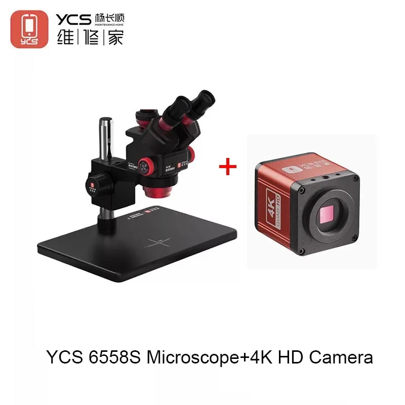 

YCS 6558S HD тринокулярный микроскоп 4K камера 144 источник света для мобильного телефона PCB сварочный ремонт микроскоп набор инструментов