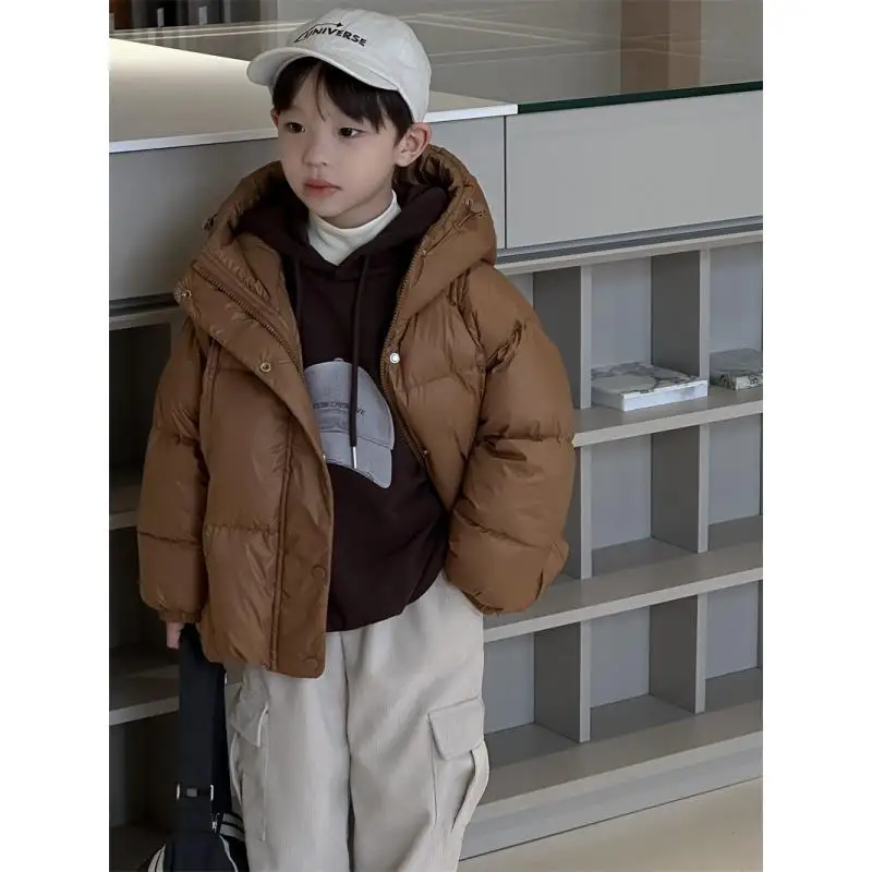 

Coat Down Jacket Outerwear Outfit Warm Fashion Kids Child Clothing Tops Outer Winter 2023 New Children Hooded White Duck