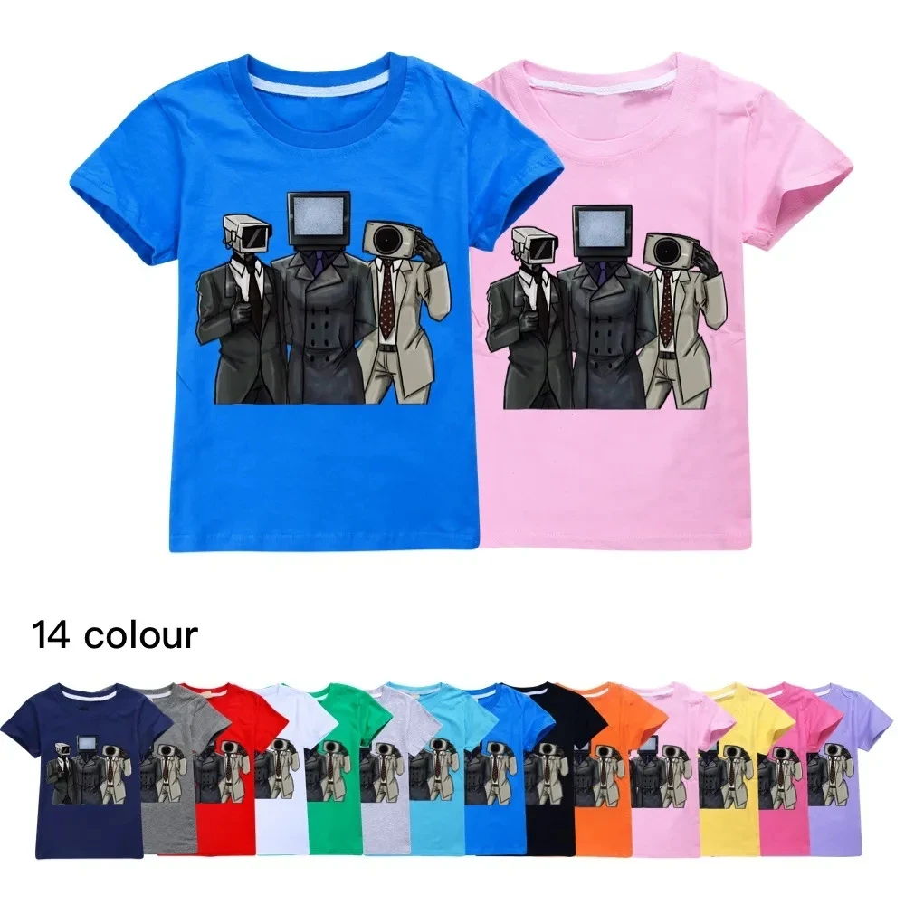 

New Summer Children Skibidi Toilet Game T Shirt Kids Cotton T-shirt Teenager Boys Casual Clothing Baby Girls Short Sleeves