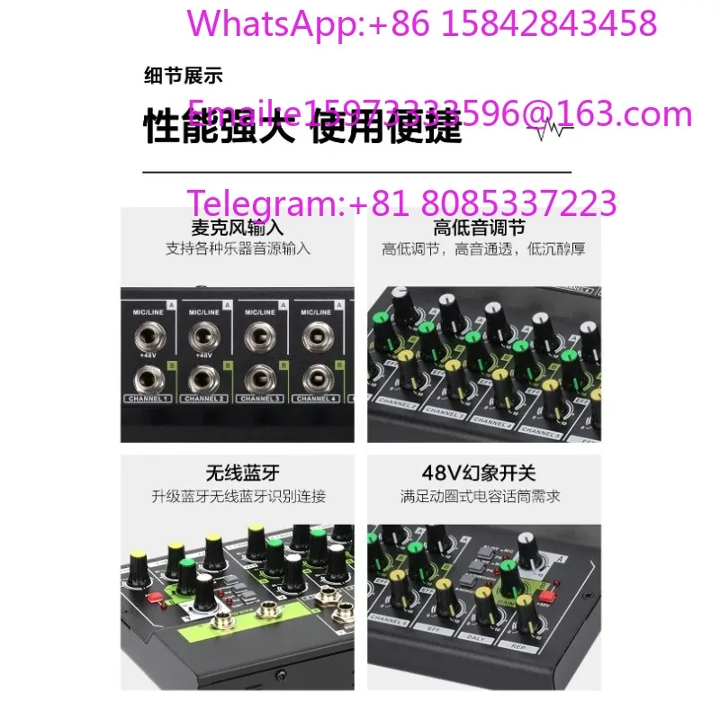 Portable 10 Channel Audio Mixer With Fader Reverb Effect For Outdoor Stage Home Use