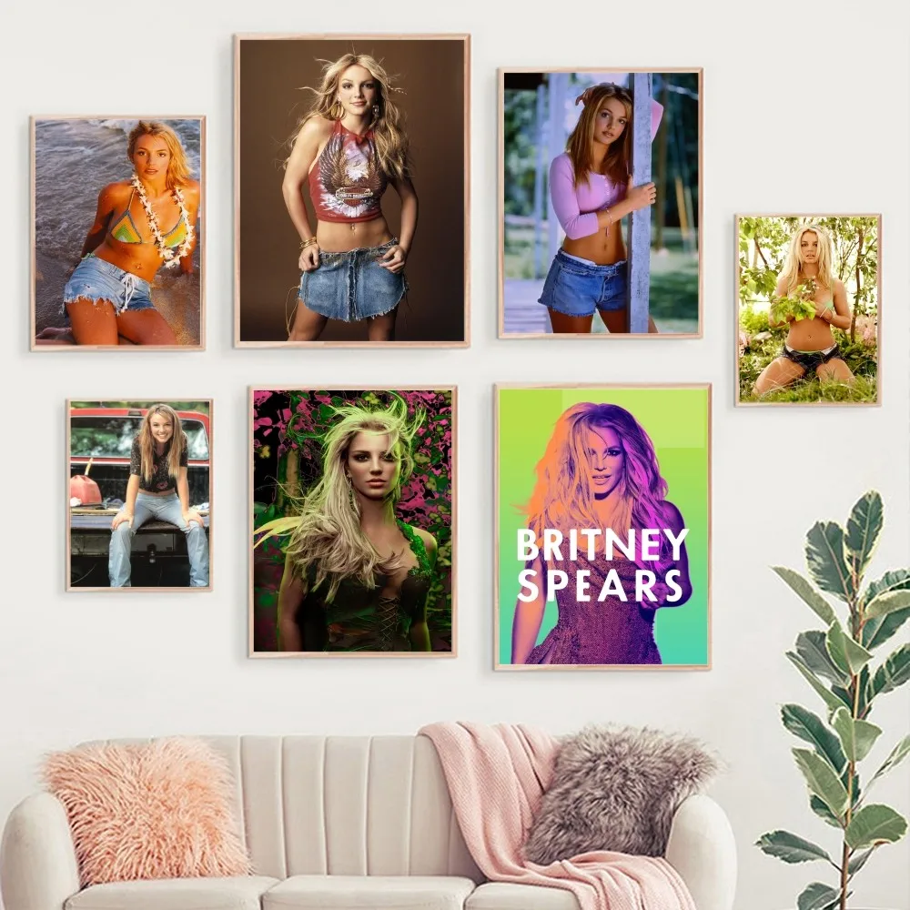 Britney Spears Singer Poster 1PC Cartoon Pop Poster Paper Waterproof HD Sticker Bedroom Entrance Home Living