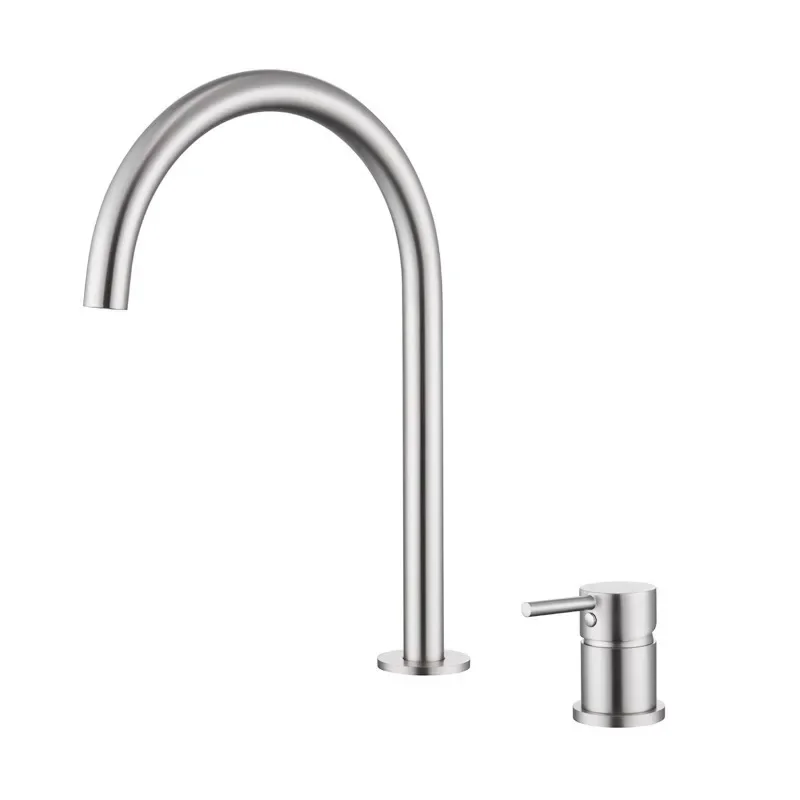 

Sea kiln all-copper minimalist brushed silver, kitchen basin split faucet, hot and cold water gun gray washbasin table