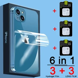 HD Hydrogel Film For iPhone 15 14 13 12 11 Pro Max Full Cover Screen Protector 15Plus 13 12 Mini 11 Camera Lens Protective Glass