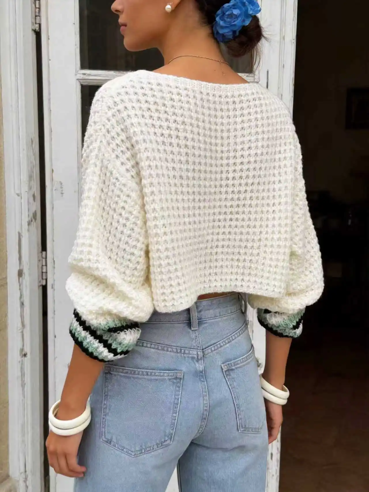 Women's Elegant Boat Neck Knit Long Sleeve Blouse, Perfect for Spring, Summer and Autumn.