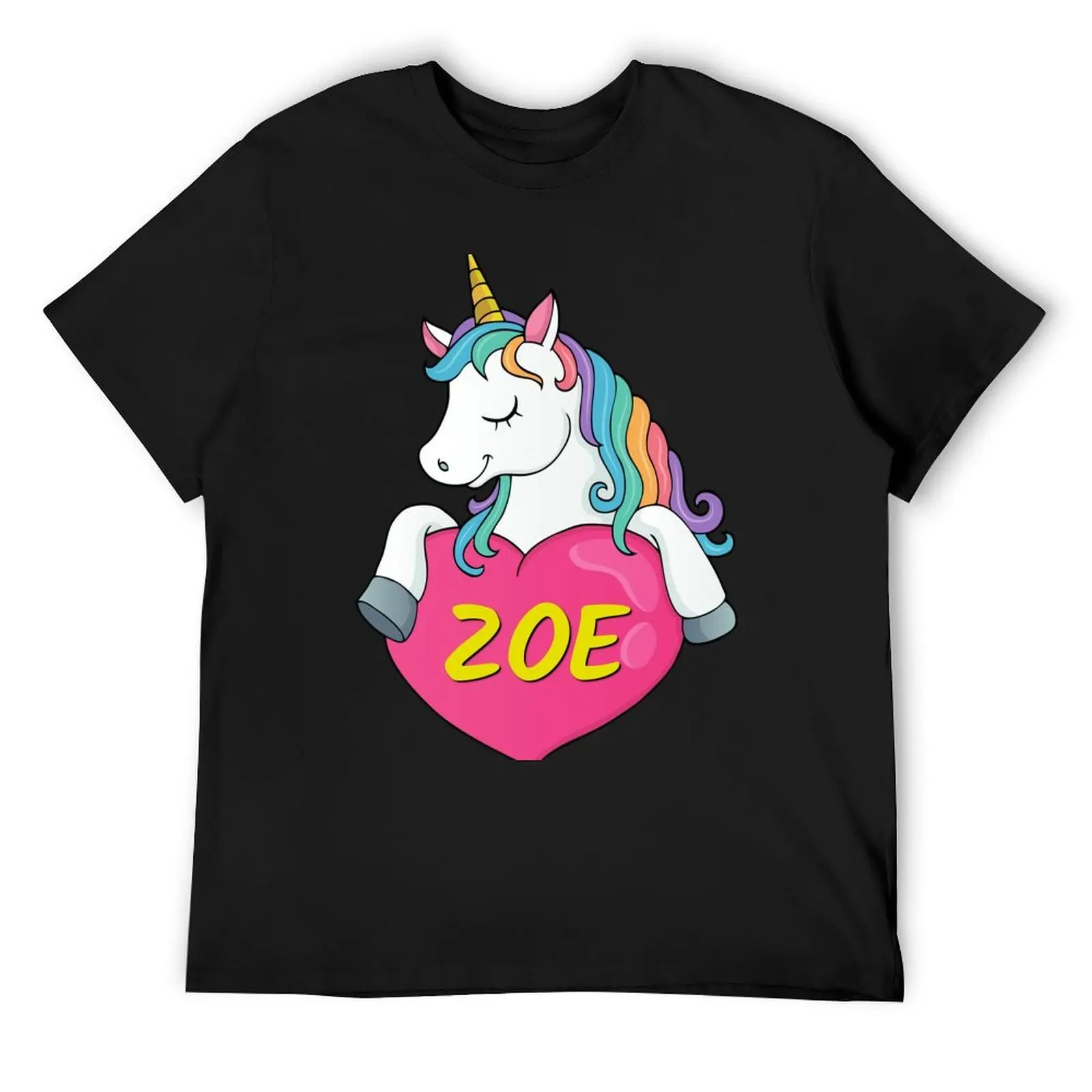 

Zoe Personalized Cute Unicorn Heart T-Shirt graphics heavyweights funny costumes Men's t-shirts