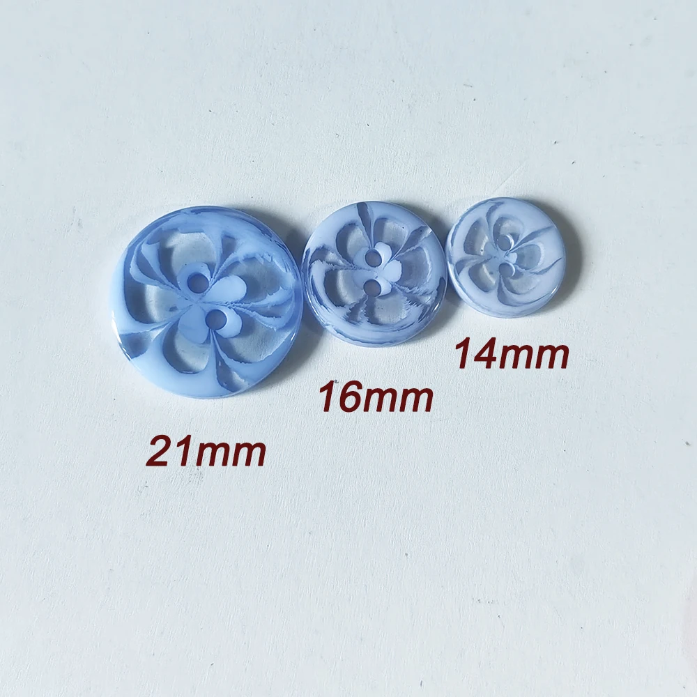 60pcs 20mm 17mm 14mm Mixed Colors 2 holes Flower Pattern Resin Buttons Kids Sweater Cardigan Sewing Accessories Loose Button