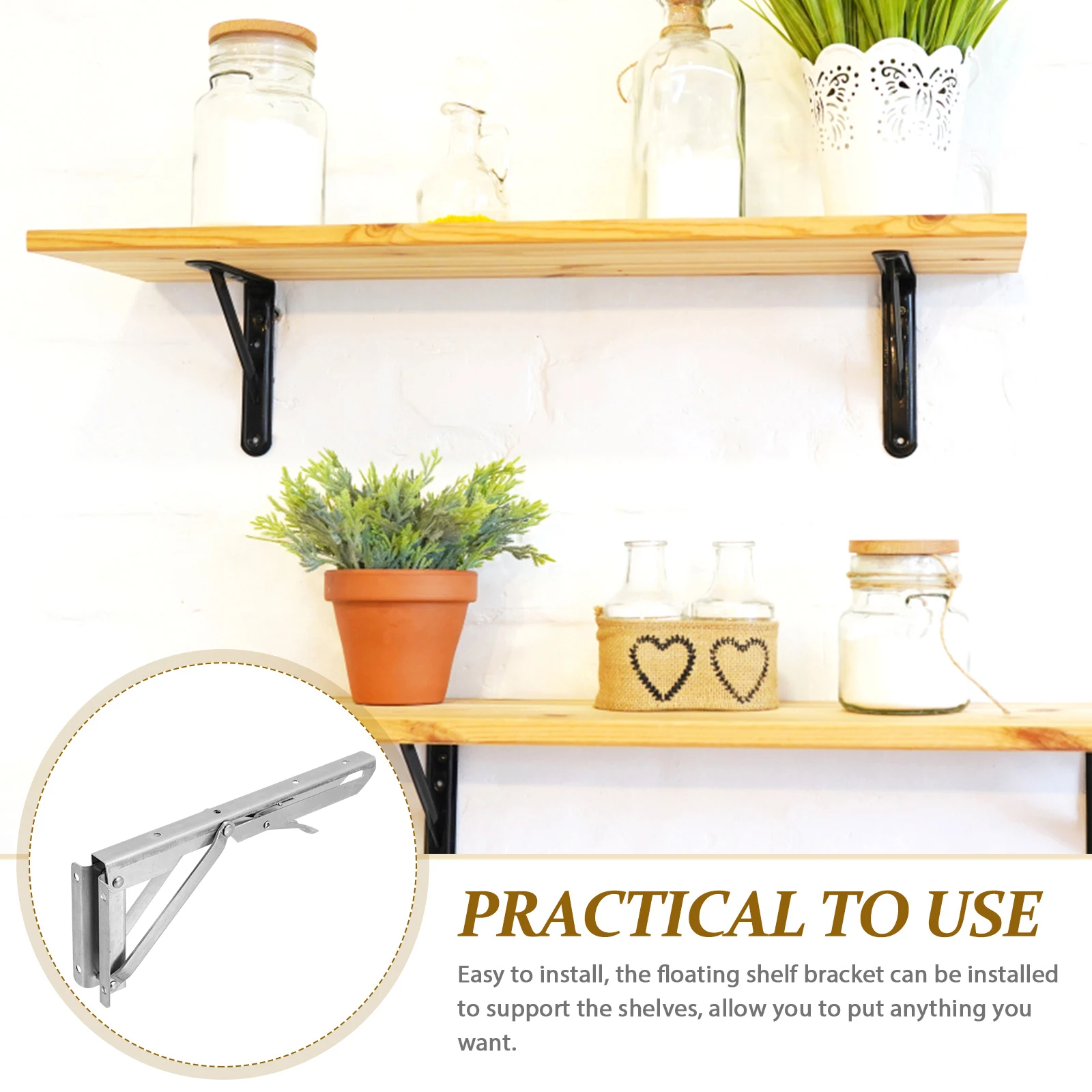 

Sturdy Stainless Steel Heavy Duty Metal Support Brackets Space-Saving For Home Office Apartment Storage Easy Install Triangular