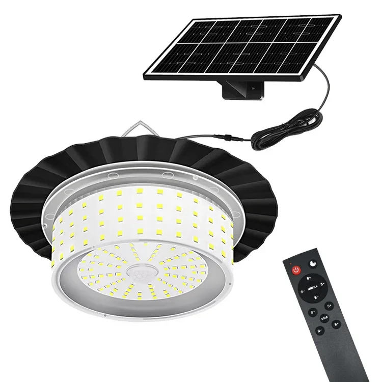 

Solar Shed Barn Light Indoor Outdoor 244 LED Solar Pendant Light 5 Modes Solar Motion Sensor Light with Remote IP65 Waterproof