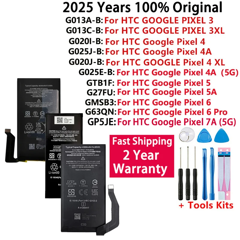 

GP5JE GMSB3 G63QN Original Battery For HTC GOOGLE PIXEL 3 Pixel3 XL 3XL 4XL Pixel4 XL 4A 4 5A 5 5G 6 7A Pro Batteries Bateria