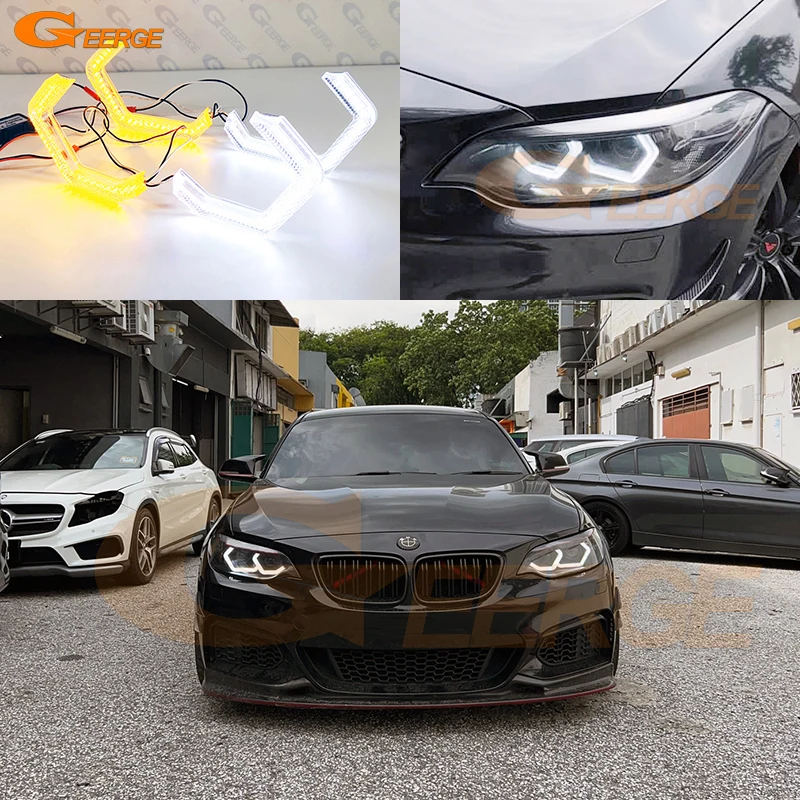 For BMW 2 Series F22 F23 F87 M2 Super Bright 3D Hexagon Acrylic Concept M4 Iconic Style LED Angel Eyes Kit Light Car Accessories