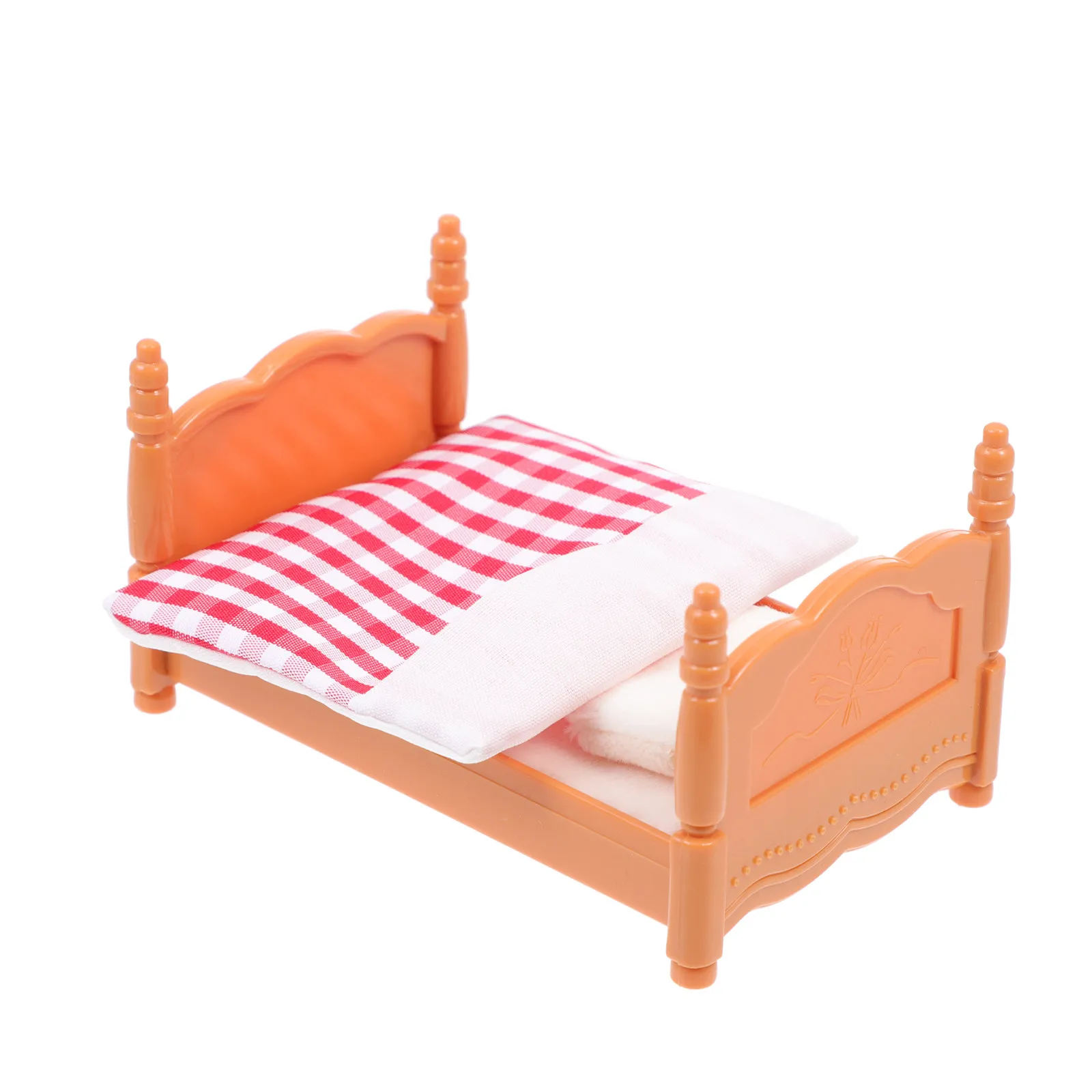 

1 Set Mini House Bed Craft Lifelike Miniature Furniture Adornment Compact Decoration Mini House Adornment Bed Model