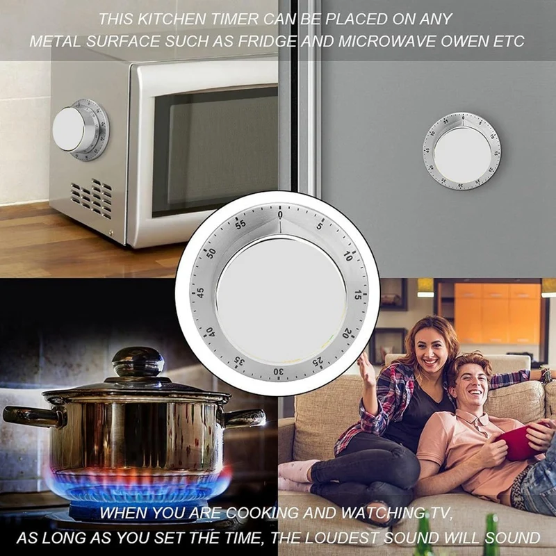 ABRW-Giallo Timer da cucina per frutta, timer per uova, timer da cucina, timer, acciaio inossidabile magnetico, perfetto per cucinare, studiare, ecc.
