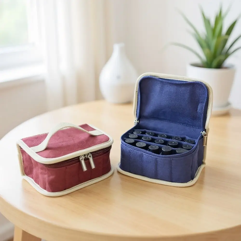 

16 Slots Essential Oil Storage Bag Large Capacity Portable Nail Polish Storage Box Top Handle Moisture-proof