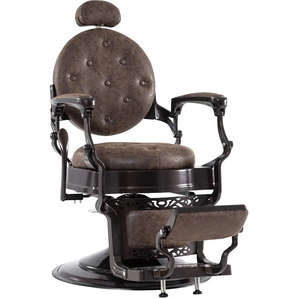 Barber Chairs Heavy Duty Metal Vintage Barber Chair All Purpose Hydraulic Recline Salon Chair