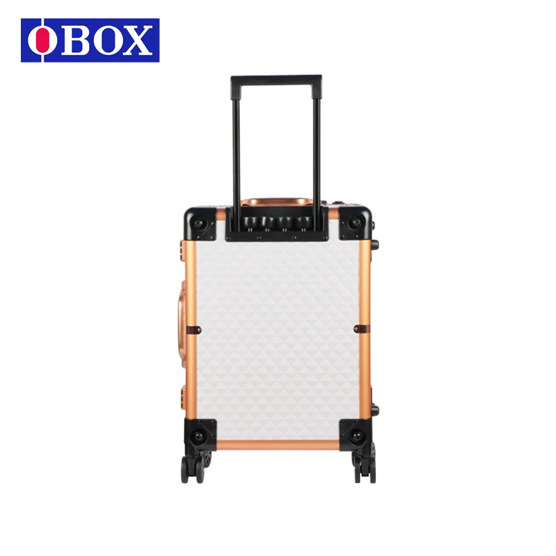 OBOX Fireproof MDF Fashion Make Up Box Rechargeable Makeup Case With Mirror Portable And Foldable For Make Up Artist