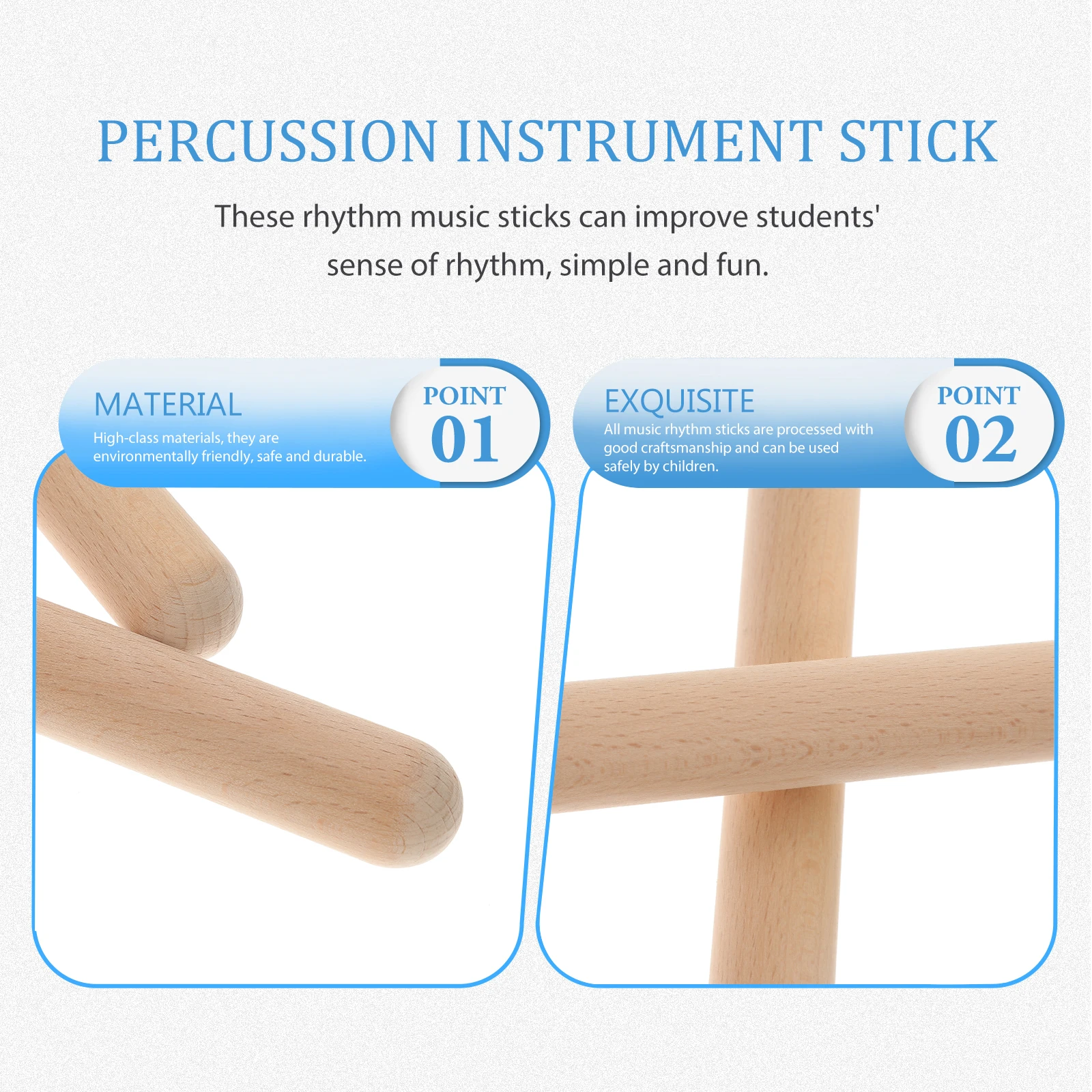 

2 pcs Musical Sticks Wood Drum Teaching Aids Baby Instruments Toys Practical Cognitive Development