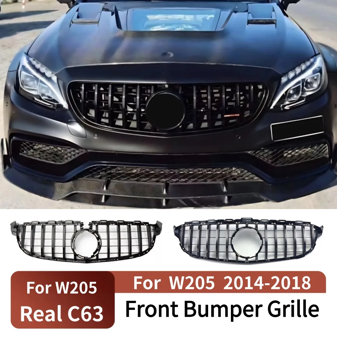 

Sport Front Bumper Grille Racing Hood Grill For Mercedes Benz C class W205 Real C63 AMG 2014-2018 Middle Perfect Match Facelift