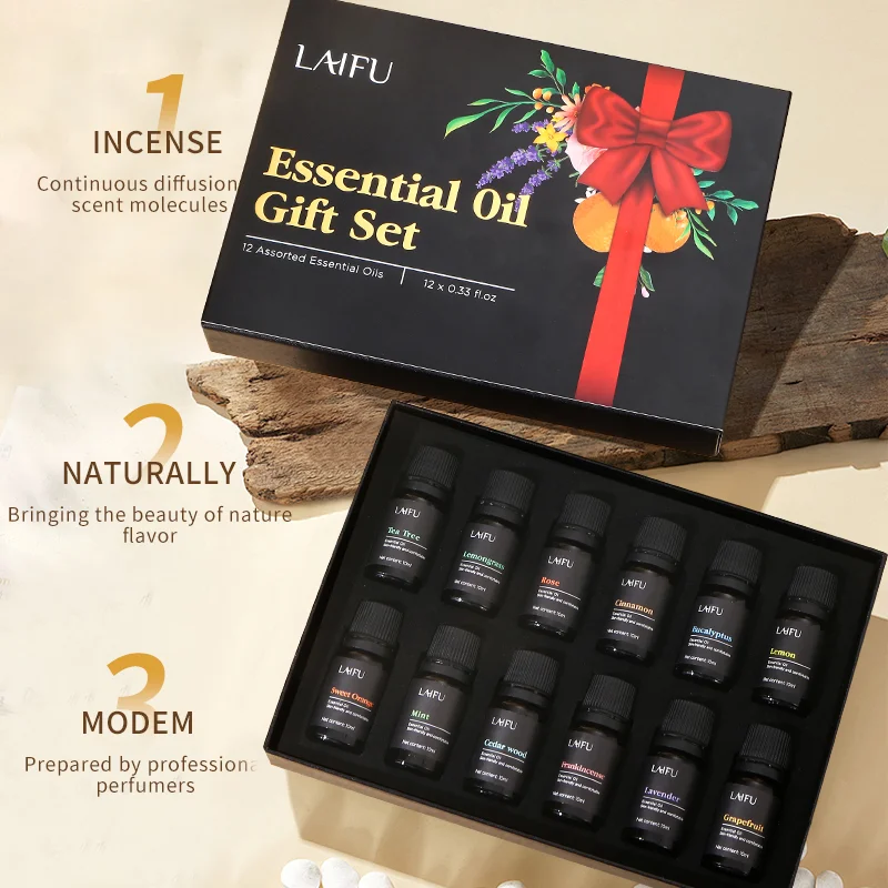 

10-Piece Premium Essential Oils Kit for Relaxation, Stress Relief & Aromatherapy - Lavender, Peppermint, Eucalyptus, Tea Tree, L