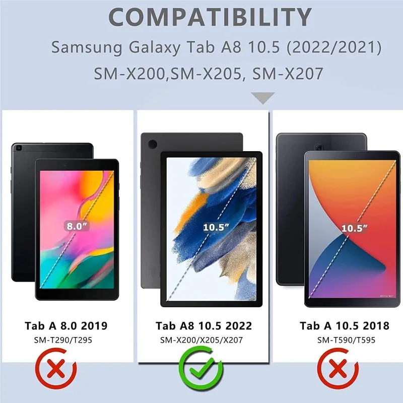 360 Rotating Case for Samsung Galaxy Tab A8 10.5 2022 Models SM-X200/X205/X207 Tablet Cover Tab A8 10.5