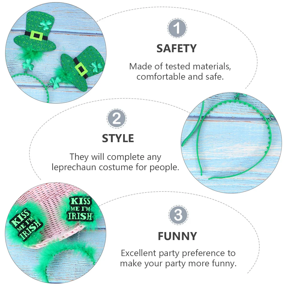 

4Pcs St Patrick's Day Hairbands Green Headband Set Party Accessories Clover Hair Hoops Hair Hoops St. Patrick's Day Hairband