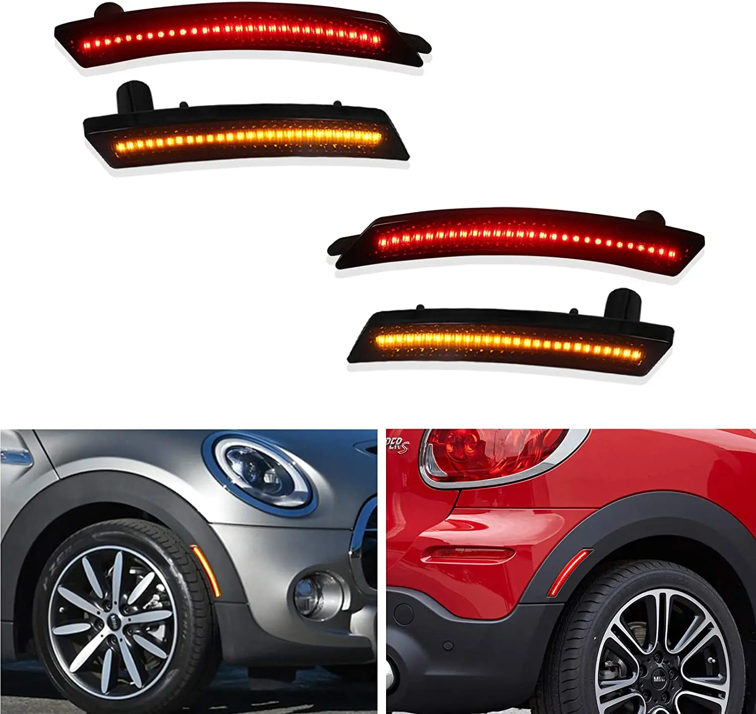 

Amber Red LED Front & Rear Side Marker Lights For Mini Cooper R55 Clubman R56 Hatch R57 Cabrio R58 Coupe R59 Roadster R60 R61