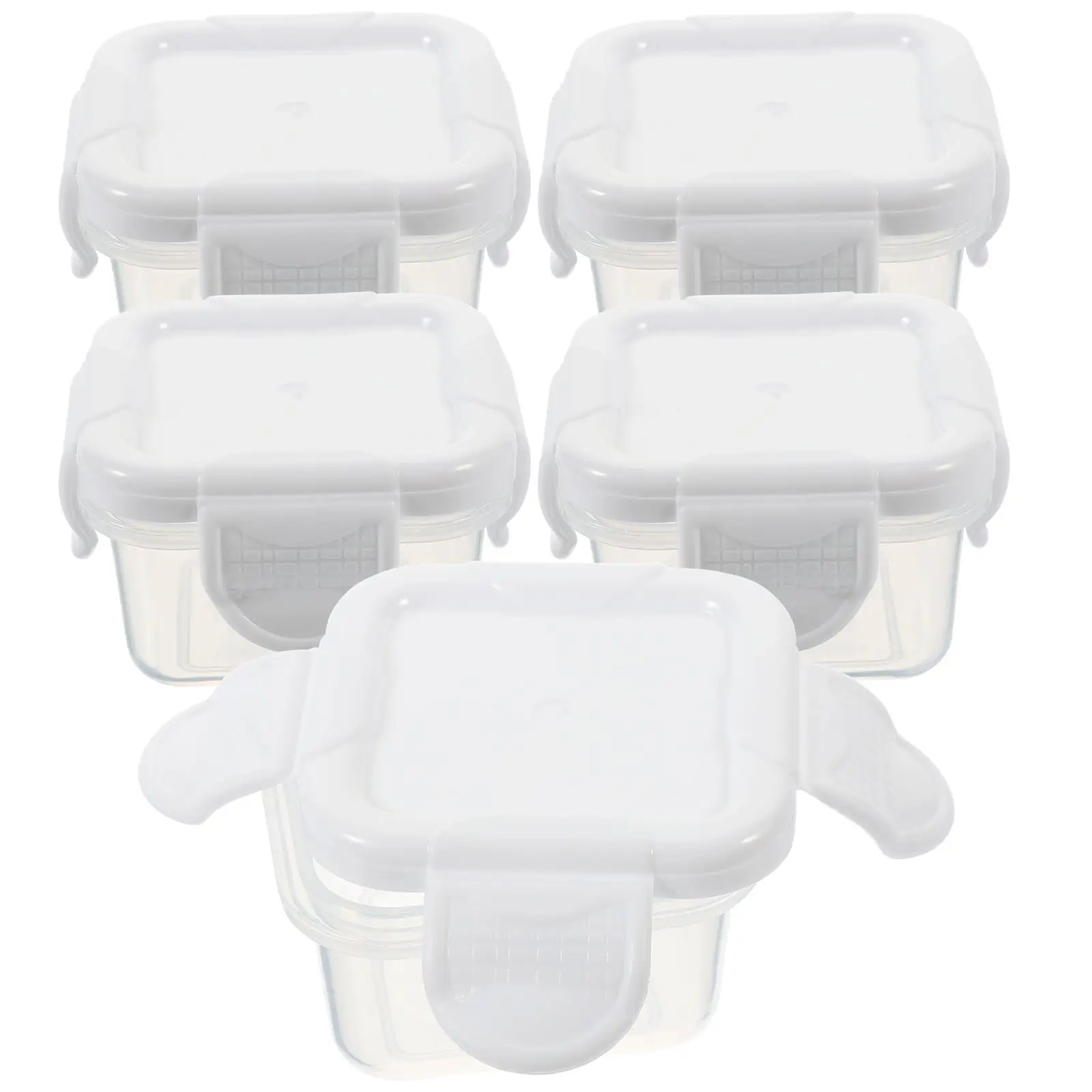 

5Pcs Airtight Storage Boxes PP Material Travel Food Small Size Dishwasher Safe Square Containers With Lids Dipping Bowls