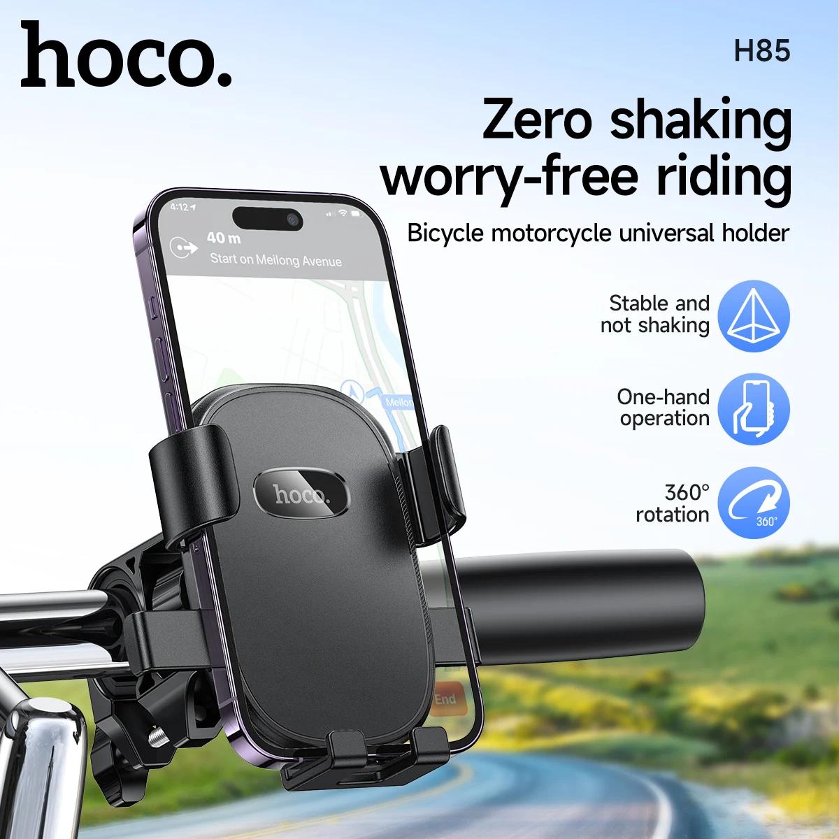

HOCO Universal Motorcycle Phone Holder For iPhone 15 16 17 Pro Max 360 Rotation Stand Bracket GPS Clip Bicycle Mount For Samsung