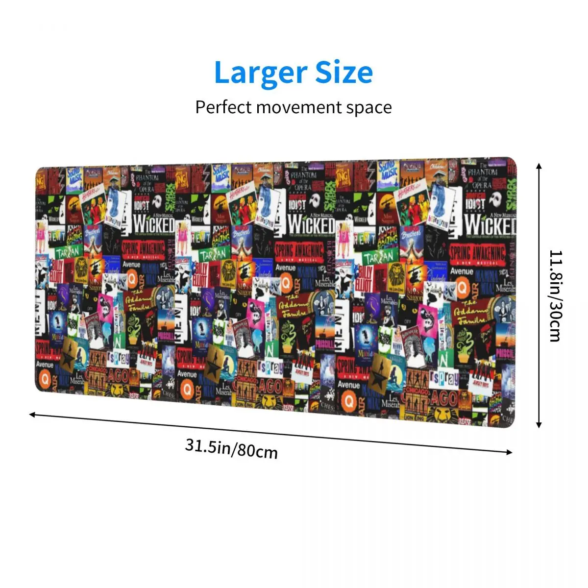Musicals Collage II Original Large Mouse Pad Computer Keyboard Mouse Mat Gamer PC Laptop Desk Mat Office Accessories Table Mats