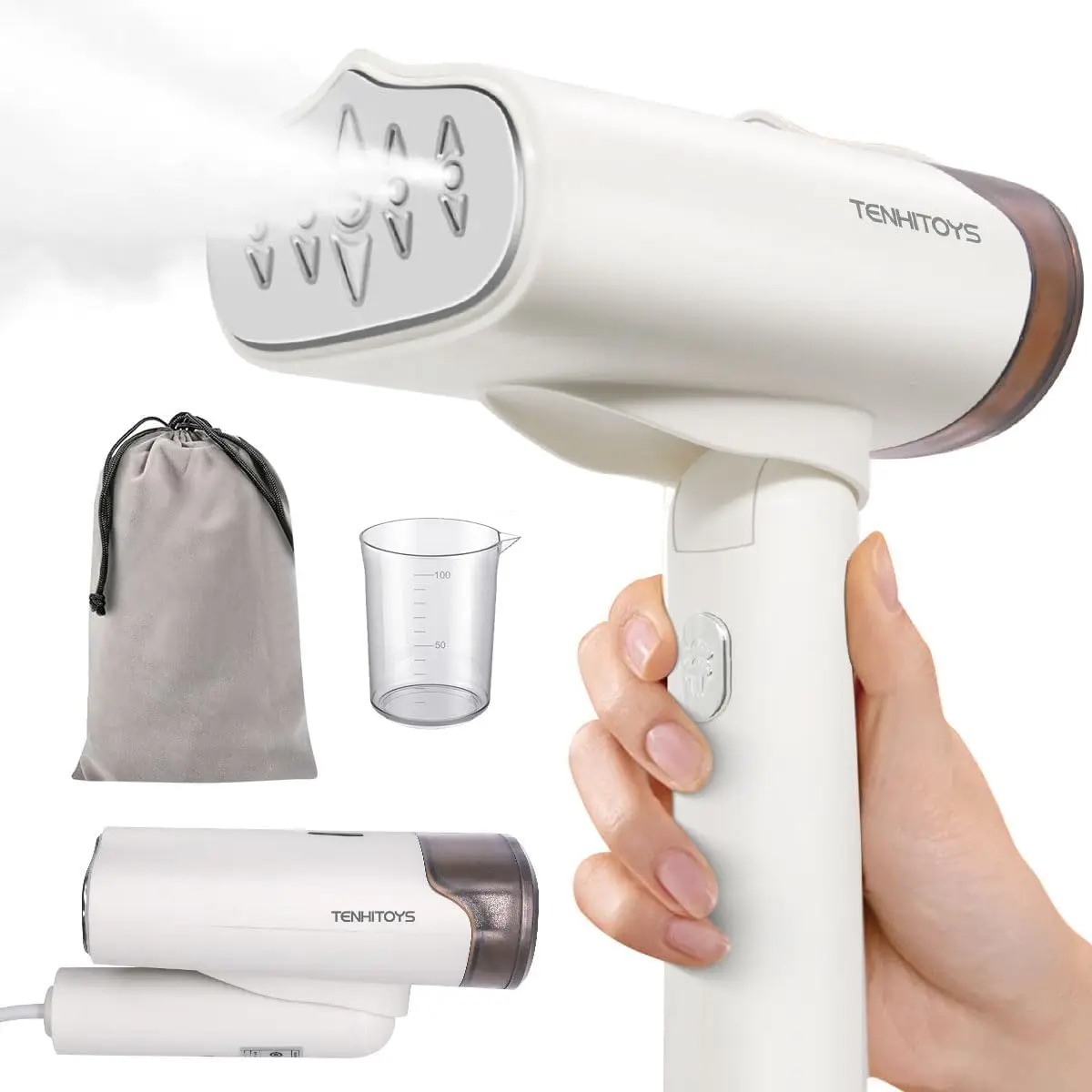 Portable 1000W Travel Garment Steamer - Foldable Mini Handheld Clothing Steamer for Travel & Dorm
