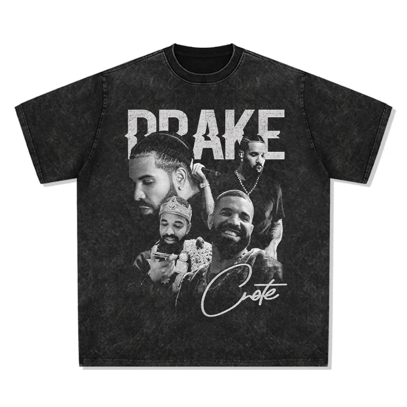 

Бренд уличной одежды Drake American Hip-hop с поп-принтом 202, персонализированная моющаяся футболка из плотного чистого хлопка с короткими рукавами