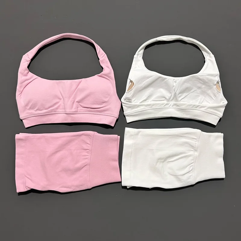 

2 Piece Impact Gym Set Woman Seamless Sports Short Scrunch Seamless Sport Bra Fitness Activewear Workout Leggings Sets Gym Set