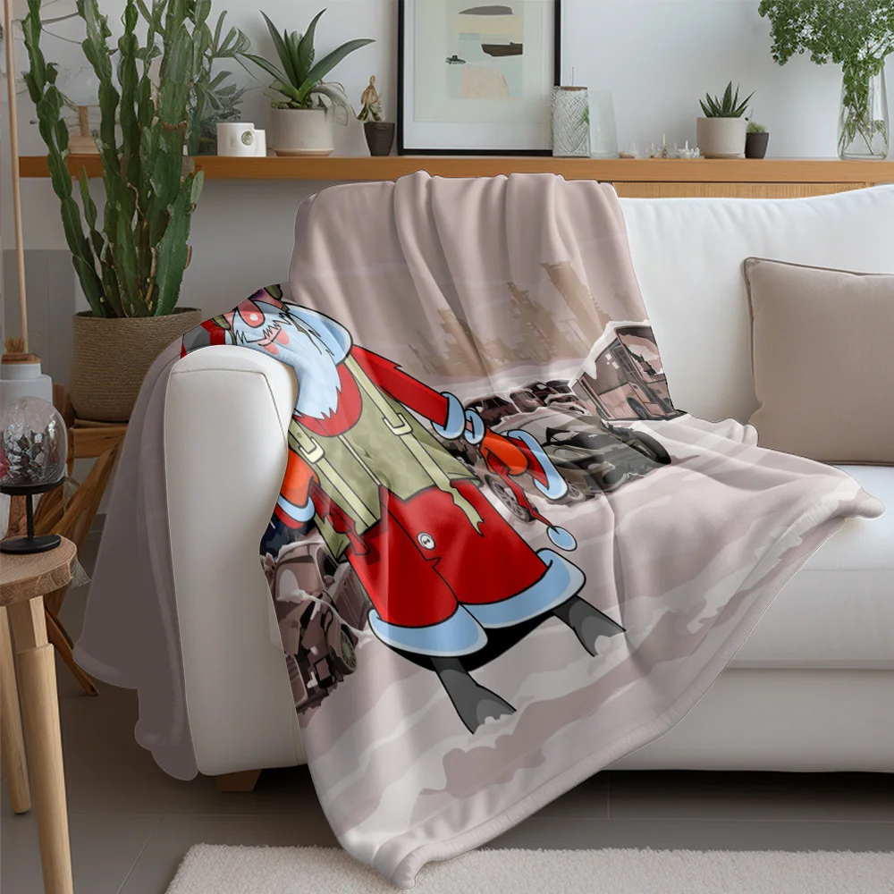 TU Santa Claus Apocalypse Throw Blanket Christmas Horror Movie Gift Cozy Home Decor Festive Warm Unique Gift Idea Novelty Gift F