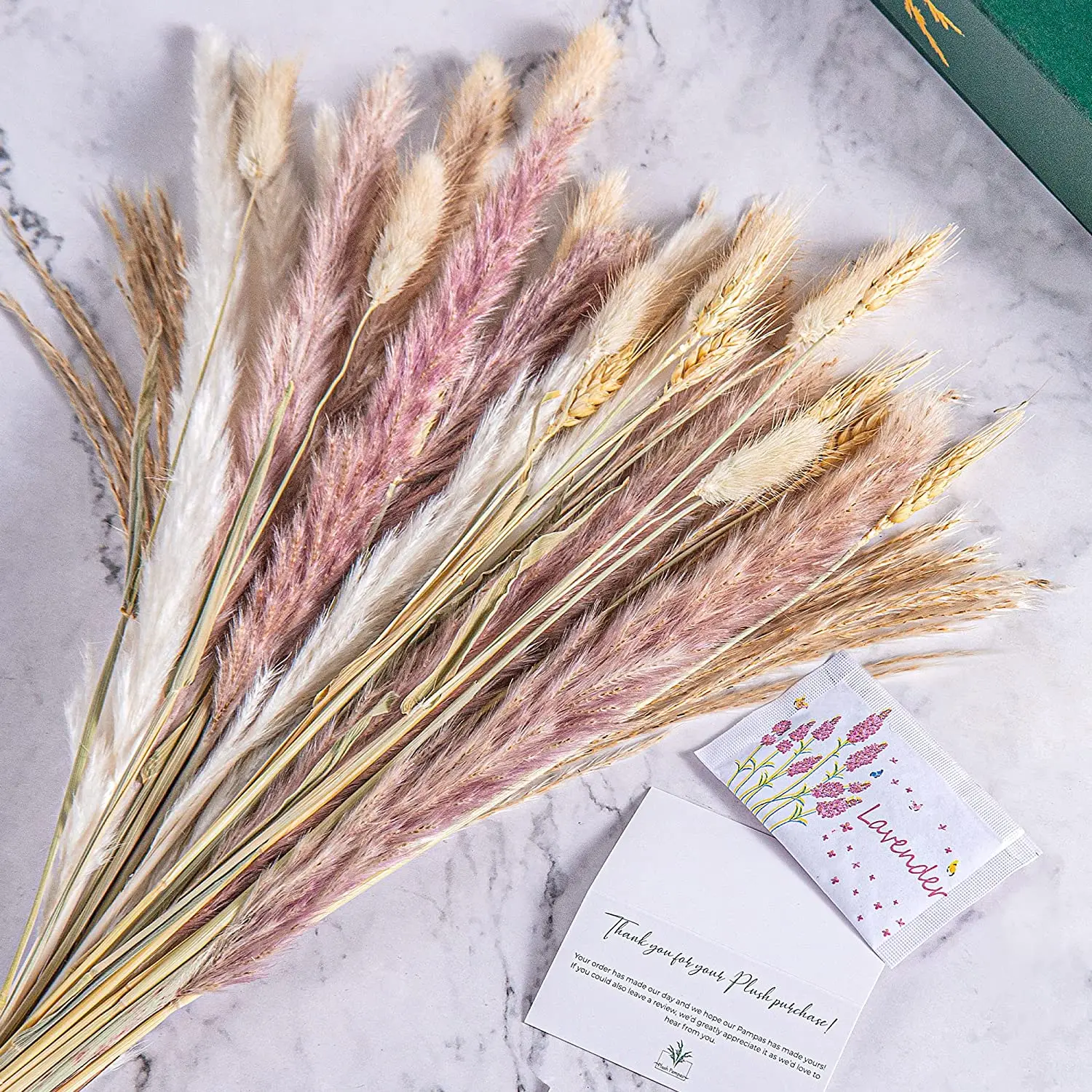 

40pcs Natural Dried Pampas Grass For Home Decor Pampas Brown Bunny Tails Wheat Dust Plant Dried Flower Boho With Lavender Sache