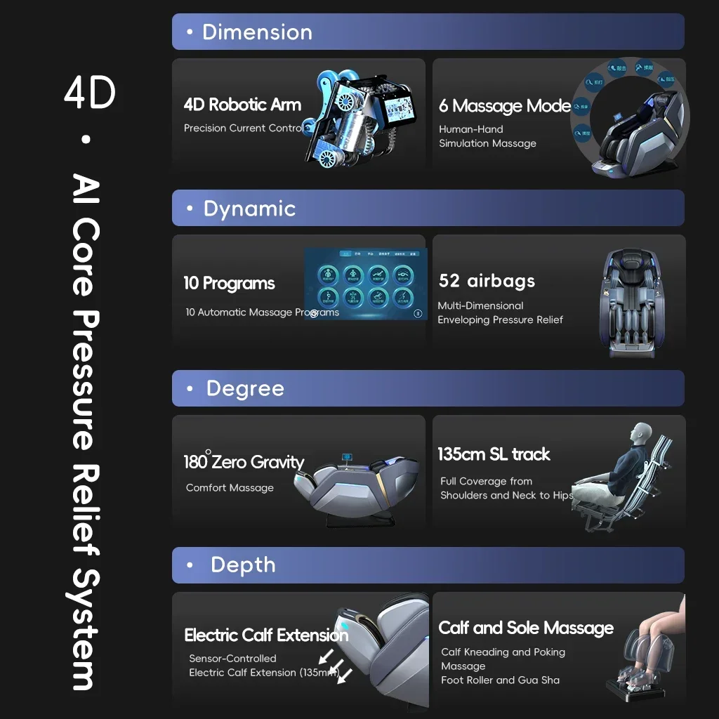 

Фабрика 2025, горячая распродажа, 4D массажное кресло с нулевой гравитацией, шиацу, электрическое отопление, массажер для всего тела, роскошное массажное кресло SL Track