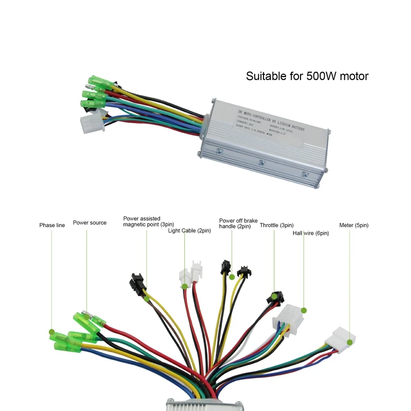 JN22A Controller Kit Electric Bicycle Electric Scooter Kit S830 Display Sine Wave Controller 36/48V 22A 500W