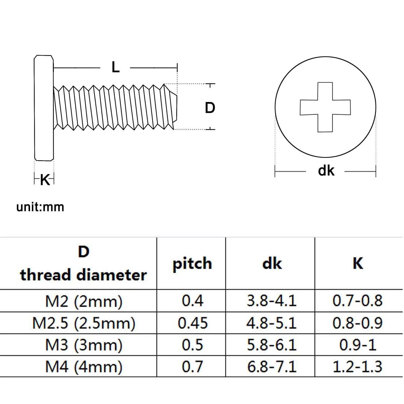 20/ 50pcs M2 M2.5 M3 M4 CM Small Flat Head Laptop Screws Mobile Notebook Cruciform Slot Cross Recessed Screw