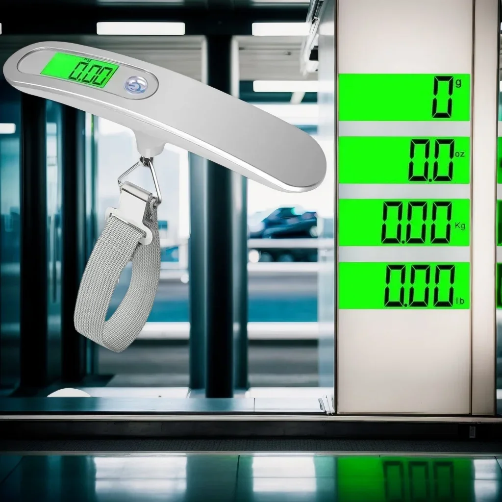 

Electronic Backlit Luggage Scale – 50kg/110lb Hanging Spring Balance with Hook (Travel Suitcase Weighing Tool)