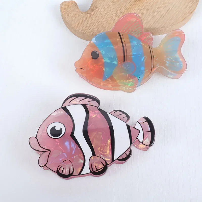 Sparkling Girl Ocean Series Cartoon Clown Fish Hairpin Cute Girl Pink Fish Catch Clips Back of Head Shark Clip