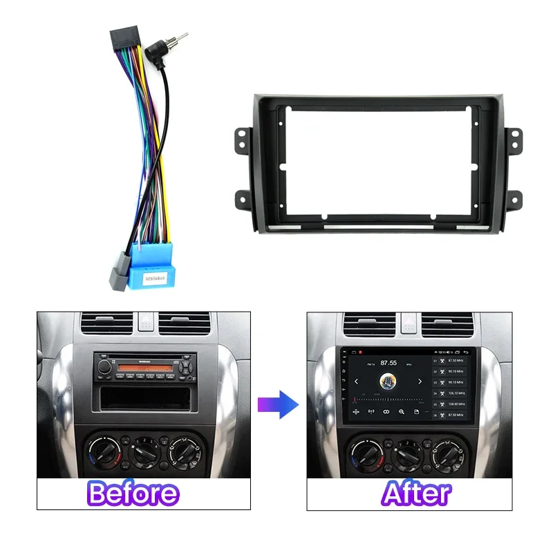 9 Inch Radio Fascia Frame Fit for Suzuki SX4 2006-2014 Android Stereo Kit Mounting Trim Bezel Panel Dash Adaptor Car Accessories