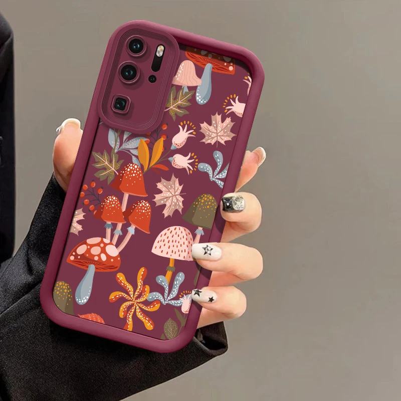 耐衝撃ソフトフォンケース Infinix Note 50 Pro Plus、Hot 50、40I、30I、GT 30 Pro、20、10、Zero 30 4G/5G用 葉っぱとキノコのカバー