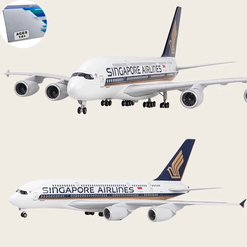 

45.5cm Airplane Model 1/160 Scale A380 Singapore Airline Aircraft with Light & wheels DieCast Collection Home Decor Display