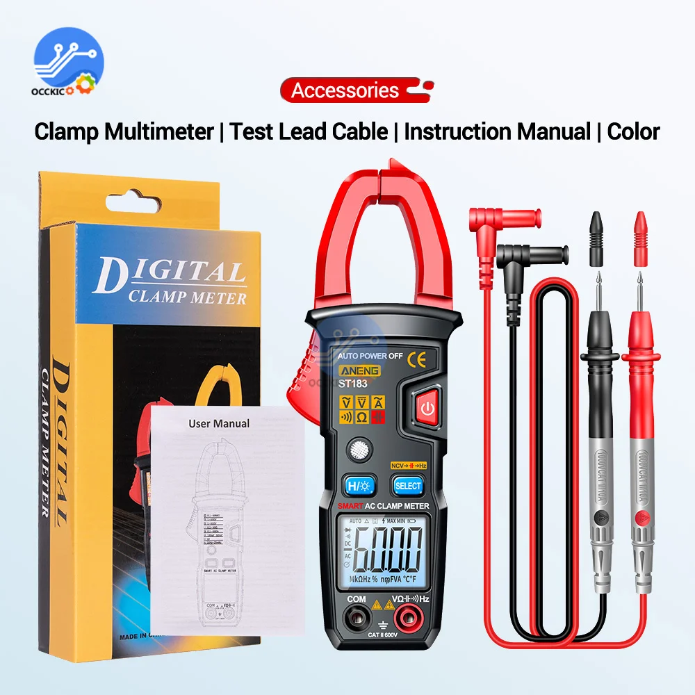 ST181 ST182 ST183 Digital Clamp Meter 400A 600A Counts True RMS Multimeter DC/AC Voltage Tester Hz Capacitance NCV Ohm Tests