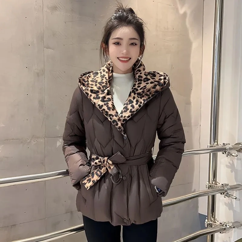 Manteau rembourré en coton pour femme, col en v, ample, grandes poches, ceintures, épais et chaud, nouvelle collection hiver