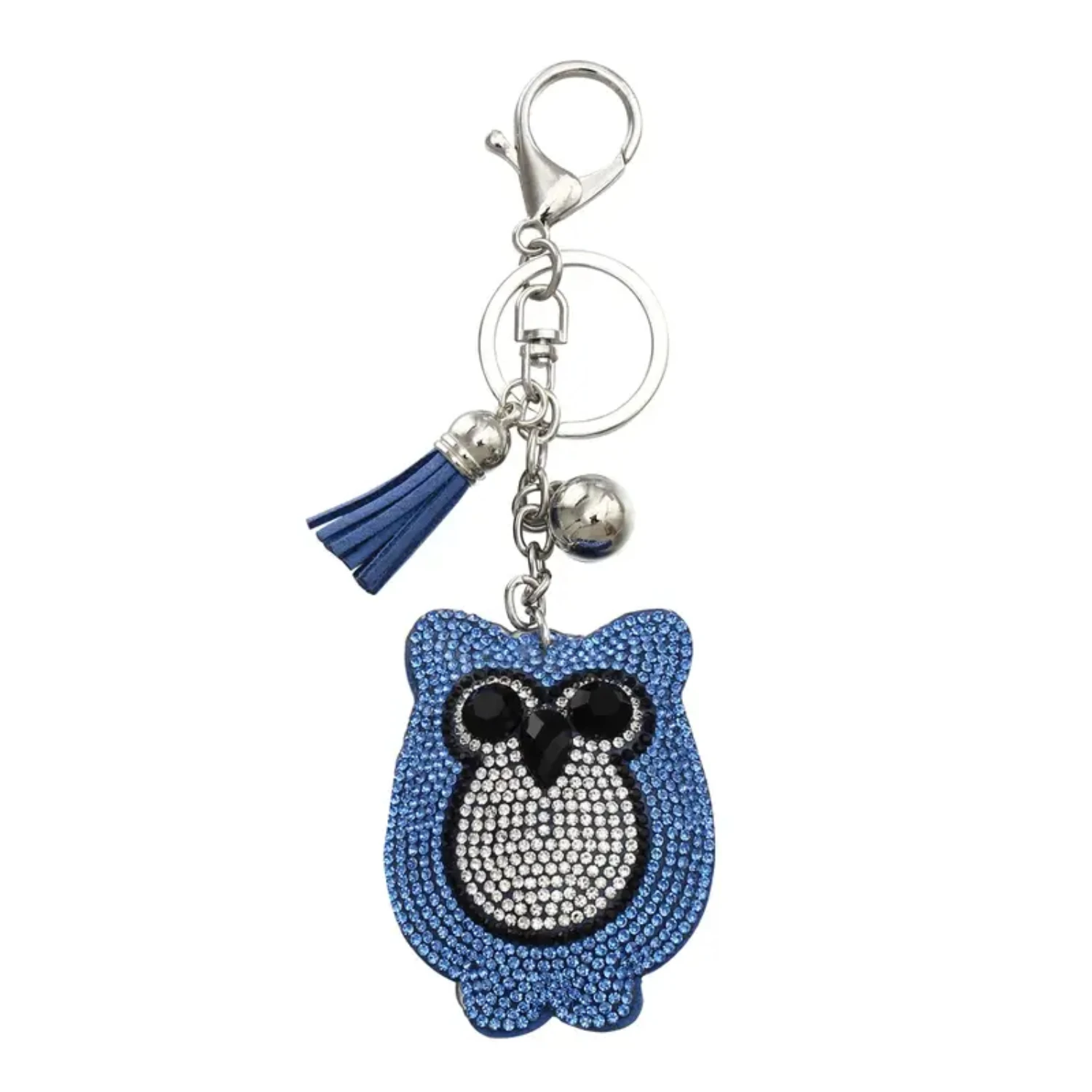 Handmade Rhinestone Owl Keychain Bagcharm - Adorable Charm for Your Keys and Bags!