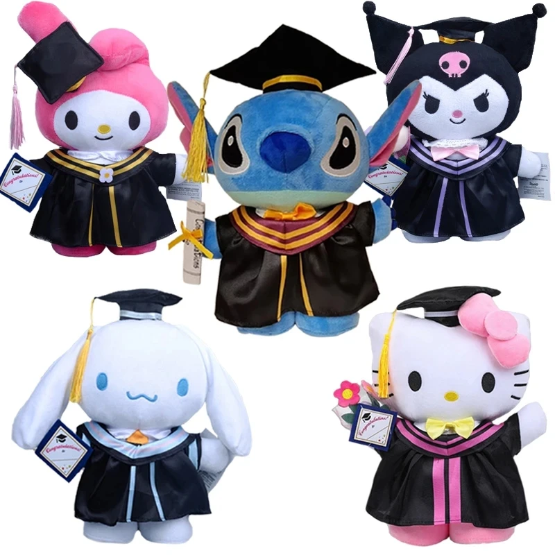 

Aoger Sanrio Stitch Graduation Gift Plush Toy Anime Doll My Melody Kuromi Cinnamoroll Hello Kitty Soft Stuffed Cute Present