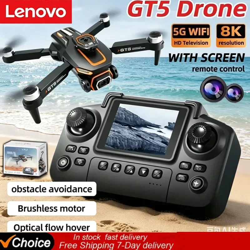 

Lenovo GT5 8K HD Dual Lens Drone Wide Angle Camera Optical Flow WiFi FPV Foldable RC Quadcopter Kids Gift Toys
